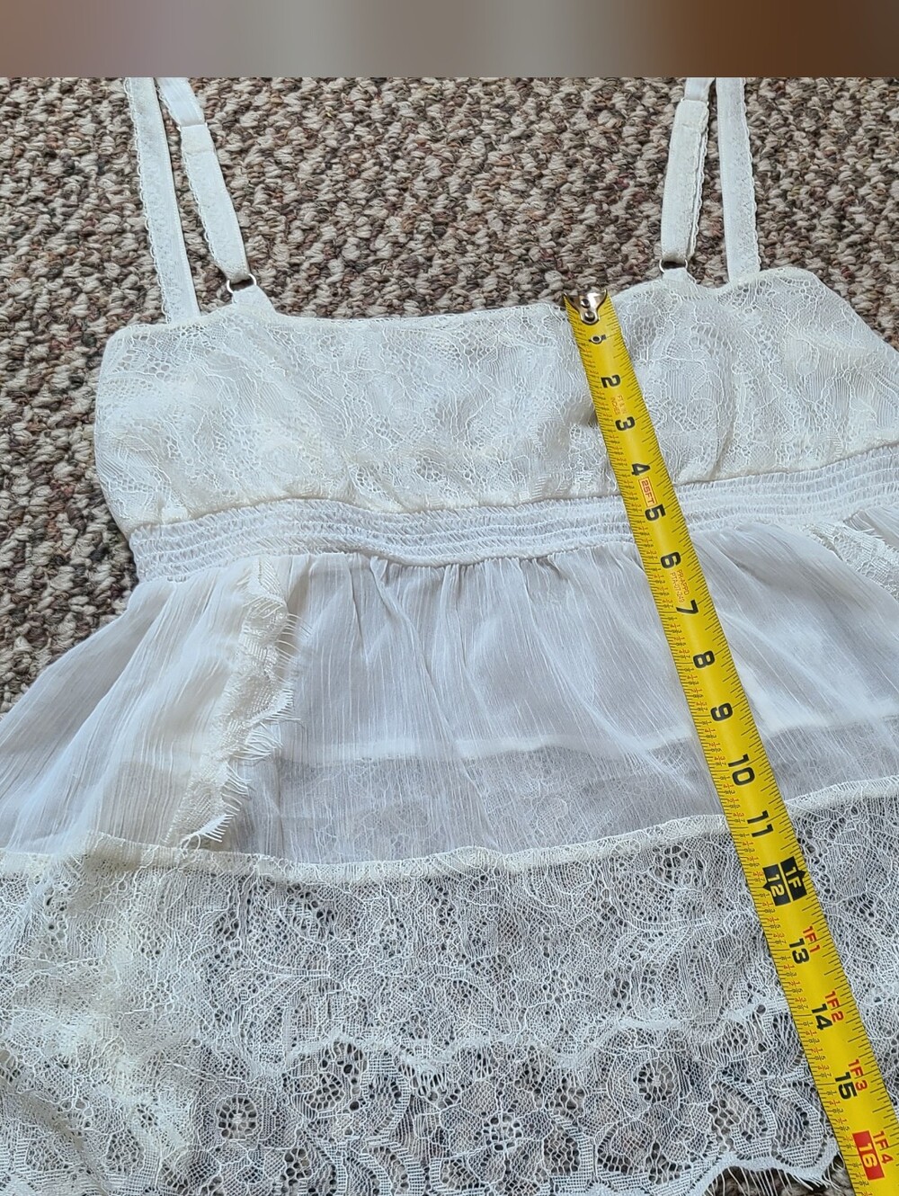 Intimately Free People Lace Tiered Offwhite Cami Top Medium - Picture 7 of 12
